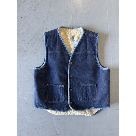 Carhartt Other - 80s Denim Carthartt Vest Men's Large Blue fur lined
